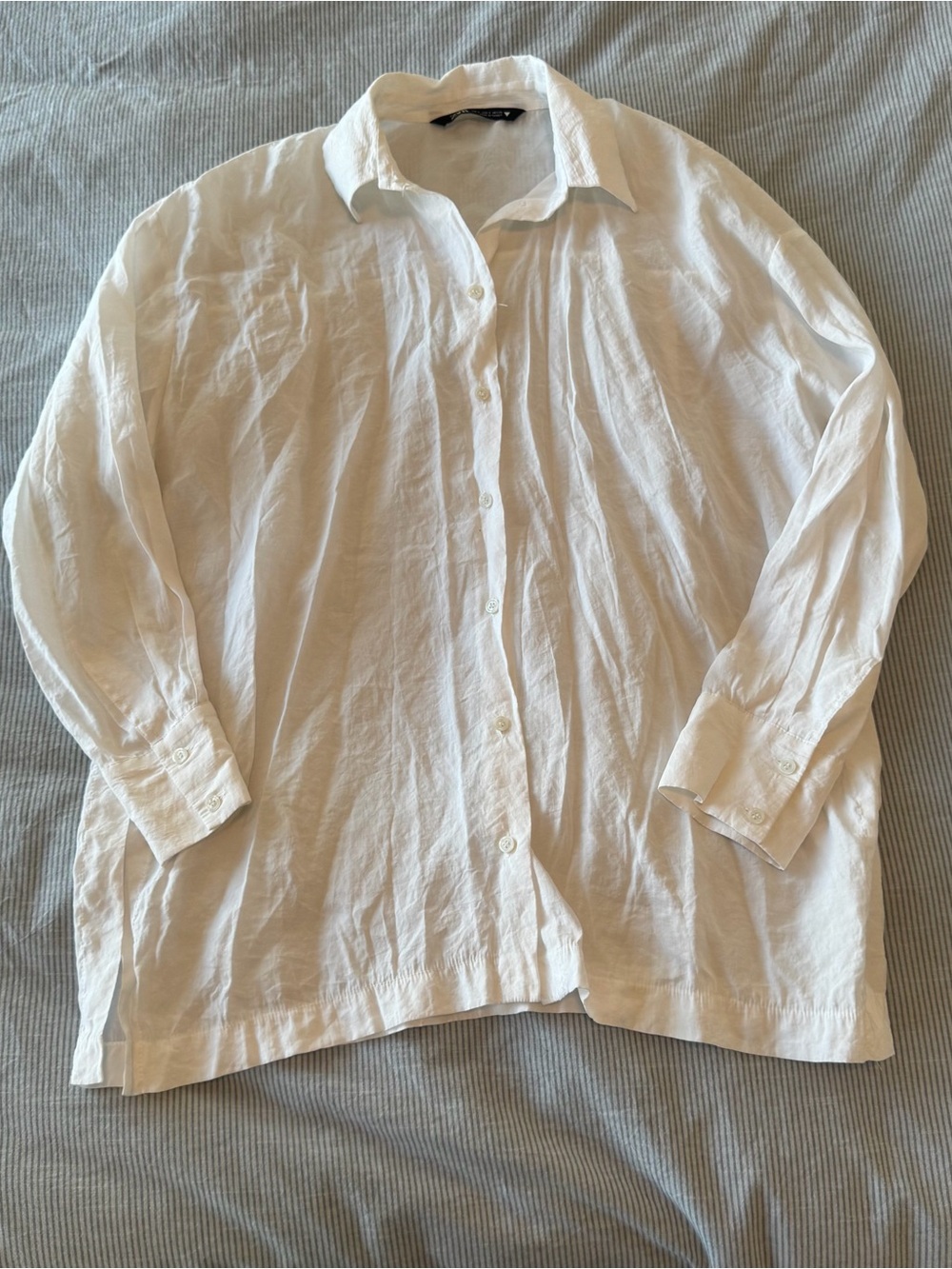Zara Sheer White Button-Up Shirt
